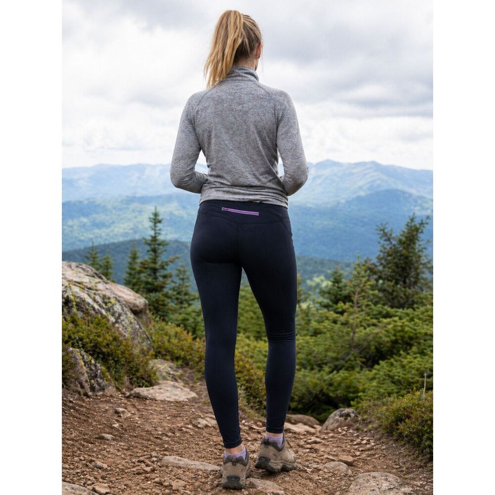 Mountain Warehouse Hurricane Womens Leggings Black Purple Size 12 NWT Pocket